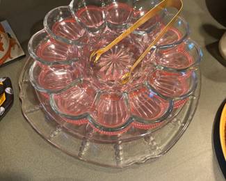 Glass deviled egg dish