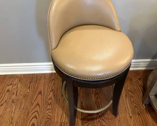 KRAVET FURNITURE Camel Leather and Maple Wood Studded Yogi Counter Stool