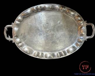 Large Mexican Brutalist Sterling SILVER Serving Tray (5.75 LBS)