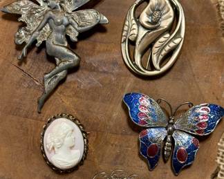 Vintage Sterling SILVER Brooches 