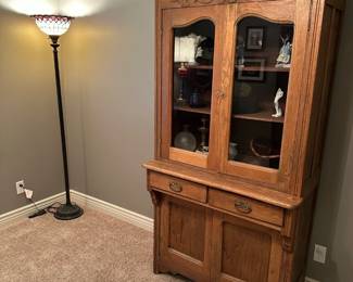 Antique Oak Break Front Kitchen Cupboard