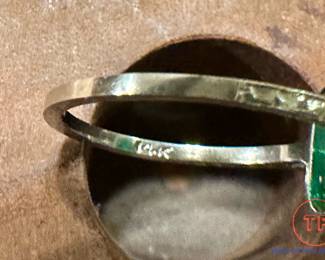 10K GOLD Filigree Ring with Emerald Cut Stone 