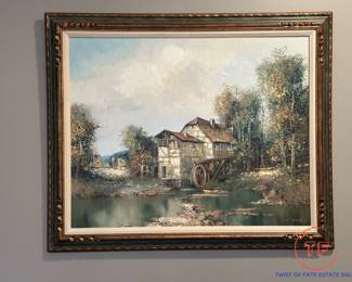 Abandoned Watermill Original Oil on Canvas by WILLI BAUER