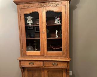Antique Oak Break Front Kitchen Cupboard