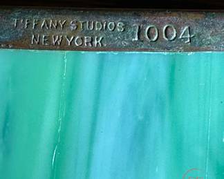 TIFFANY & CO 1910 Metal Grape Vine and Slag Glass Fountain Pen Tray Holder