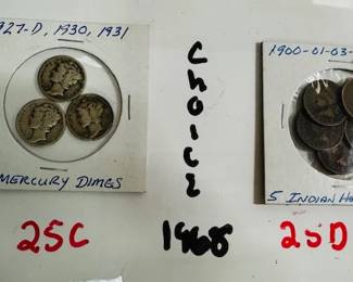 Mercury Dimes and Indian Head Coins