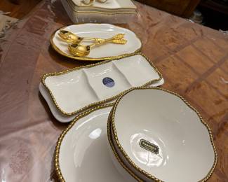 Ceramic Decorative Serving Trimmed in Gold