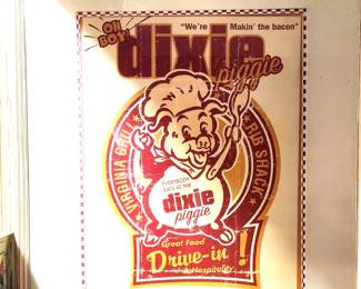 Vintage Dixie Piggie posted framed
Located in kitchen