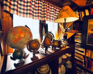 Over a dozen vintage globes
Located in “The Library” 1st door on left from front door.