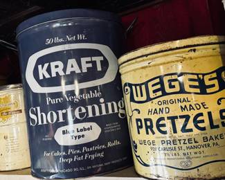 Wedges pretzels tin
Located in the “General Store” room, 1st room right off the kitchen