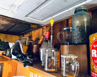 Choppers, grinders, and other vintage kitchen items
Located in the “General Store” room, 1st room right off the kitchen