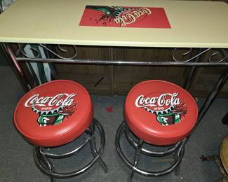 VINTAGE 1960's COCA - COLA TABLE & STOOLS