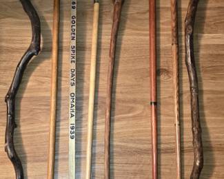 COLLECTION OF FIGURAL & VINTAGE CANES. 1939 UNION PACIFIC GOLDEN SPIKE DAYS!