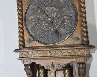 ANTIQUE ANSONIA "NIOBE" OAK PENDULUM WEIGHT DRIVEN CLOCK. 
