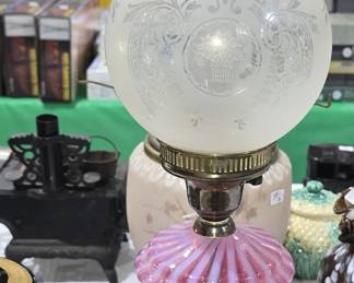 VINTAGE CRANBERRY OPALESCENT LAMP