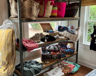 'West Elm' Very Large Farmhouse-Style Wood & Metal Display/Storage Shelving Unit