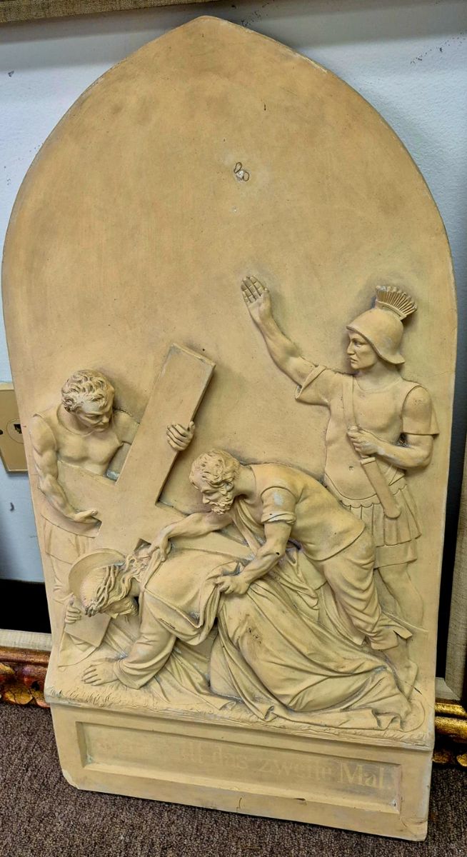 SATURDAY 1/2 OFF ALL REMAINING ITEMS!!
2 Day Large Estate/Living Estate Sale. Much, much vintage religious items. 
28" German concrete "Stations of The Cross"