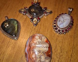 Much costume jewelry!! Sterling pendants