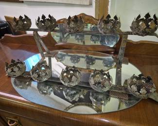 Vintage iron and metal candle holder