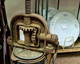 Cast iron fruit/sausage press or stuffer