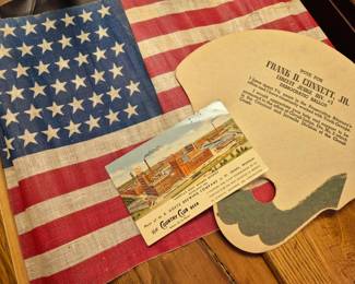 New pics. Several 48 star flags and 50 star flag. Goetz Country Club postcard and Vote for "Frank Connent Jr." fan