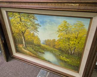 40+ pcs. of framed artwork!! Oils, prints and watercolors. Area artist oils