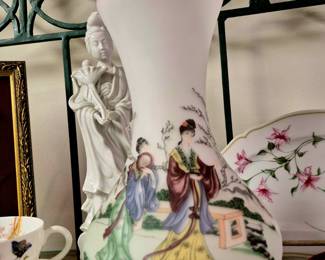 Vintage Asian satin glass vase