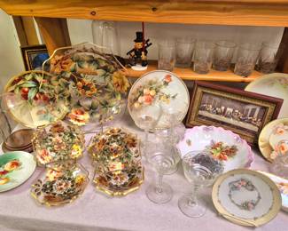 Hand painted glassware and china