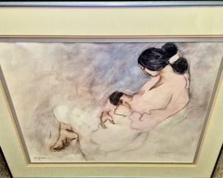 Framed and signed R. C. Gorman "Laila with Child"