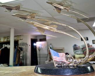 Many bronze and cast sculptures and statues. Franklin Mint "Flight of Remembrance" by Jim Dietz 1443/9500