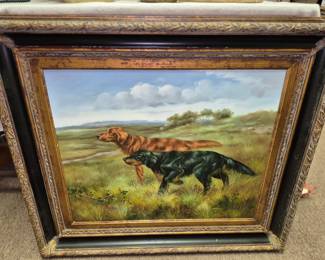 Vintage oil dog paintings