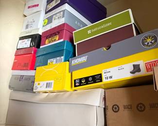 Many Unused Shoes/Boots, Sizes 9-9.5-10.
