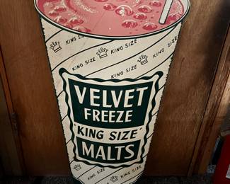 "Velvet Freeze King Size Malts" Sign.  approx 2.5 ft tall