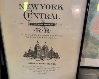 New York Central RR Grand Central Station framed poster.  Largest  Passenger Station in its day