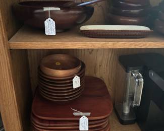 More wooden serving dishes and bowls.  