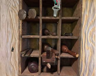 Primitive Cubbie with primitive tools