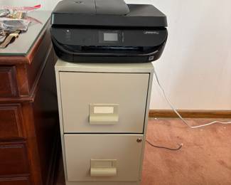2 drawer File Cabinet. HP Printer,Scanner, Fax, Wireless Printer (works)