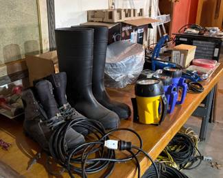 Boots, flashlights, large extension cords