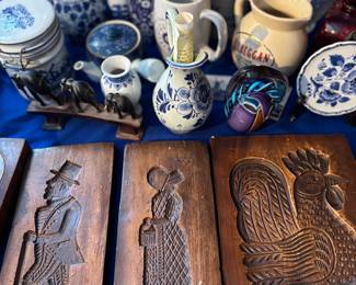 Beautiful Blue and White and Delft. Chalkware plagues - early american