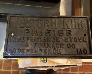 Western King Independence Stove and Furnace Co., Independence mo Plaque