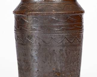 Glazed Redware Jar, attributed to the Hinkle-Mort Pottery, Jefferson County, TN, circa 1855-1860. ($200-$300)
