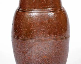 Rare Glazed Redware Canning Jar, attributed to the Cain Pottery, Sullivan County, TN, circa 1840-1880. ($300-$500)
