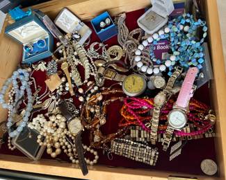 VINTAGE COSTUME JEWELRY, WATCHES