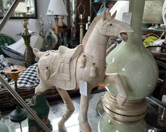 Tesselated bone horse sculpture.