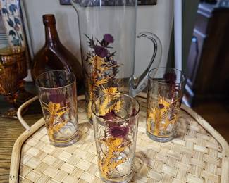 Vintage Pitcher And Glassware 