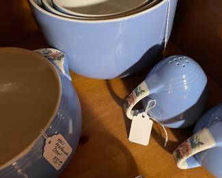 Rose parade dishes. Two sets of nesting mixing bowls, salt & pepper shakers, sugar and creamer, & casserole dish 
These are gorgeous!