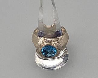 Blue Stone Steeling Silver Ring
