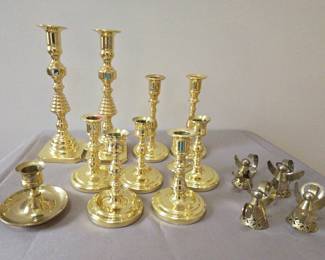 Brass Candle Sticks And Candle Snuffers by Baldwin