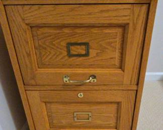 Two Drawer Wooden Filing Cabinet, No Key