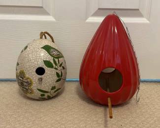 Two Ceramic Birdhouses 
